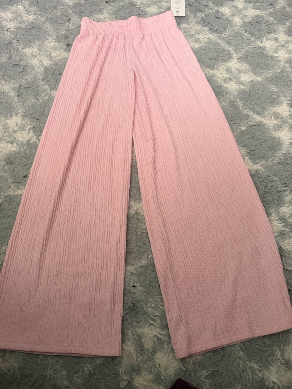 Relaxed Wide-Leg Pink Women's Pants set crop top and pants